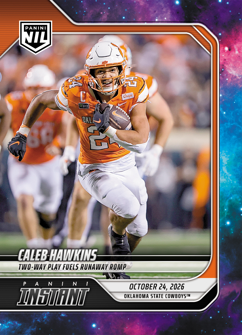 Detailed Image of Caleb Hawkins - 2026 Panini Instant NIL College Football #8-CAL - Galaxy 1/1