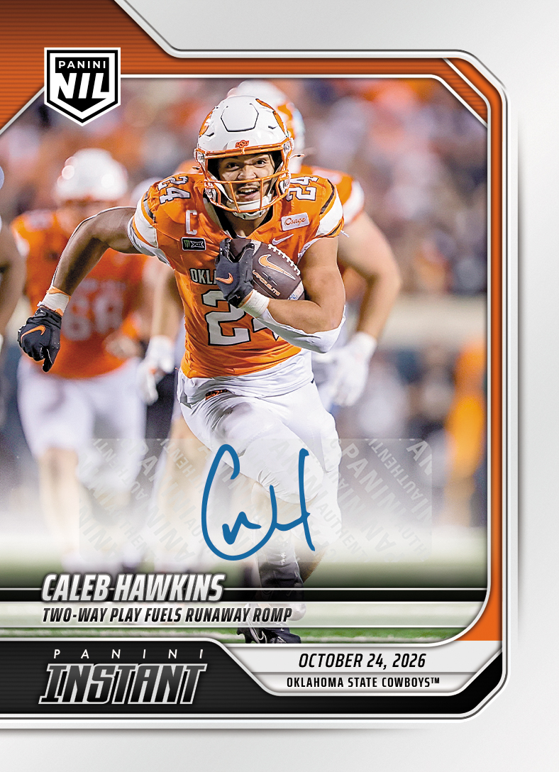 Detailed Image of Caleb Hawkins - 2026 Panini Instant NIL College Football #8-CAL - Base /25 Auto