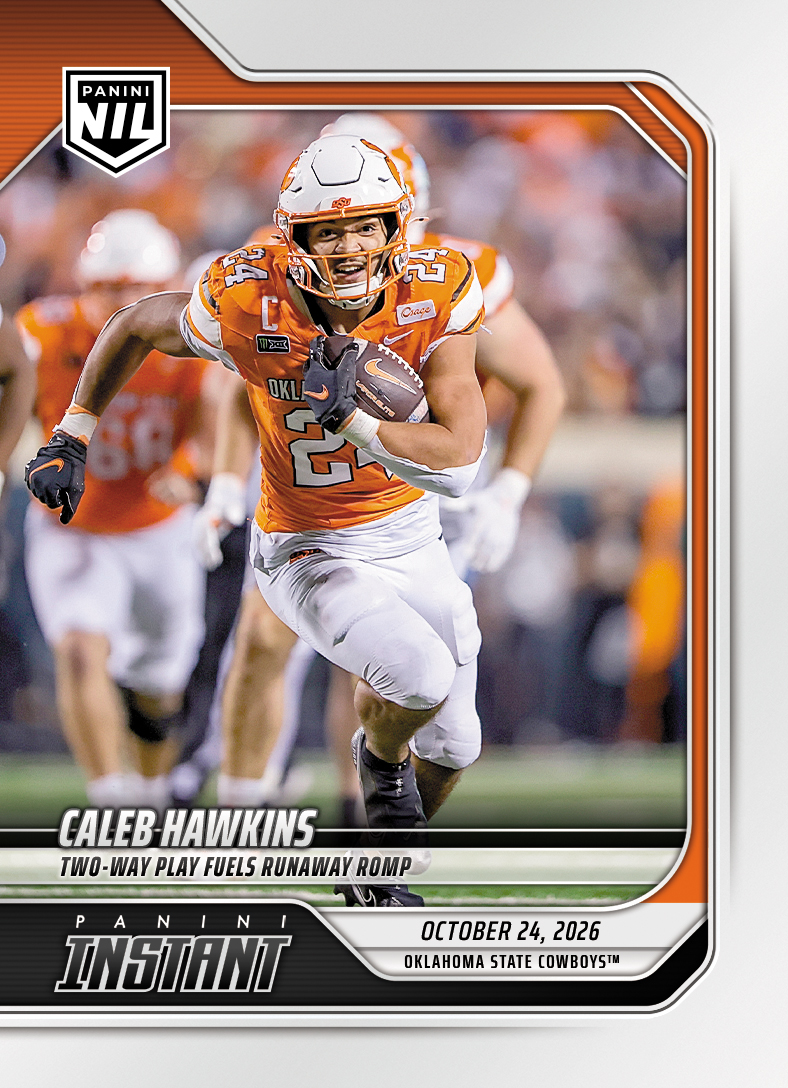 Detailed Image of Caleb Hawkins - 2026 Panini Instant NIL College Football #8-CAL - Base Card 5-pack