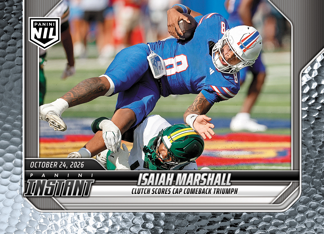 Detailed Image of Isaiah Marshall - 2026 Panini Instant NIL College Football #8-IMA - Metallic /5