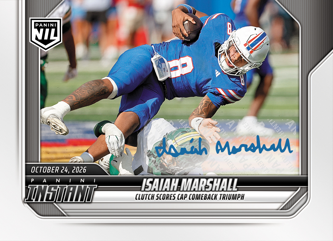 Detailed Image of Isaiah Marshall - 2026 Panini Instant NIL College Football #8-IMA - Base /99 Auto