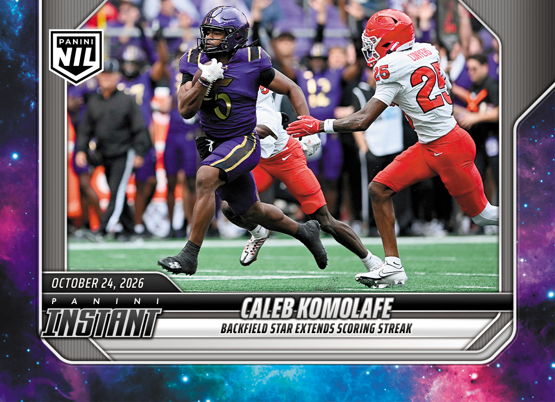 Detailed Image of Caleb Komolafe - 2026 Panini Instant NIL College Football #8-CAL - Galaxy 1/1
