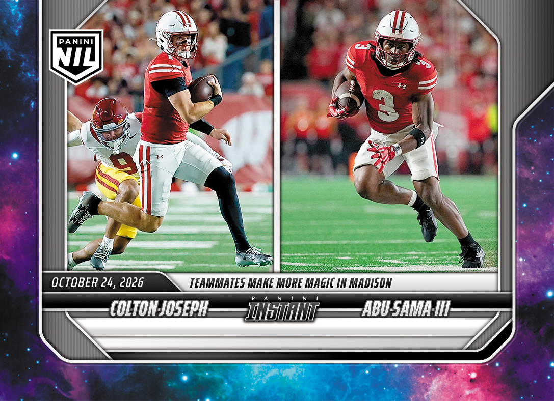 Detailed Image of Colton Joseph/Abu Sama III - 2026 Panini Instant NIL College Football #8-WIS - Galaxy 1/1