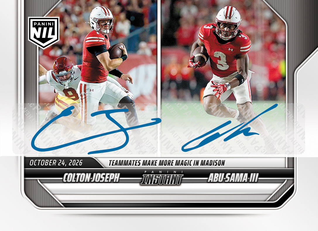 Detailed Image of Colton Joseph/Abu Sama III - 2026 Panini Instant NIL College Football #8-WIS - Base /25 Auto