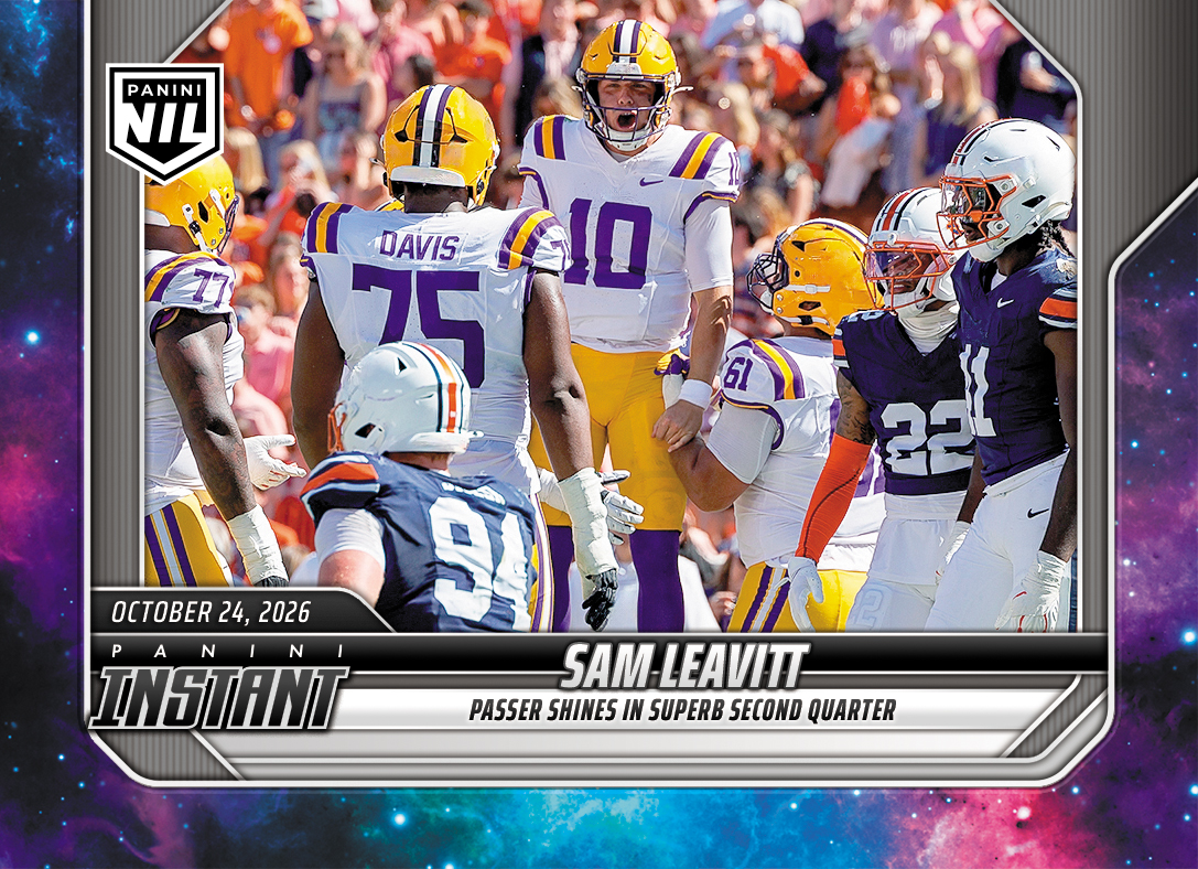 Detailed Image of Sam Leavitt - 2026 Panini Instant NIL College Football #8-SAM - Galaxy 1/1