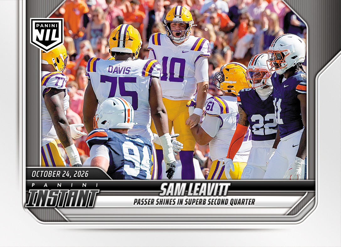 Detailed Image of Sam Leavitt - 2026 Panini Instant NIL College Football #8-SAM - Base Card 10-pack