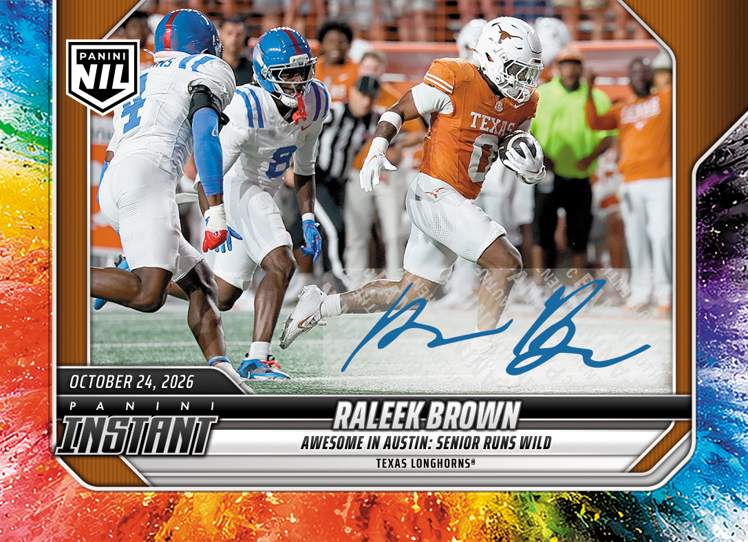 Detailed Image of Raleek Brown - 2026 Panini Instant NIL College Football #8-RAL - Color Blast /10 Auto