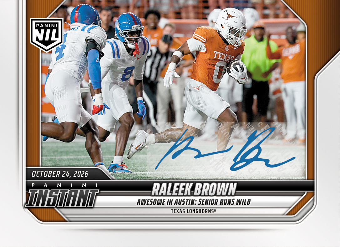 Detailed Image of Raleek Brown - 2026 Panini Instant NIL College Football #8-RAL - Base /99 Auto