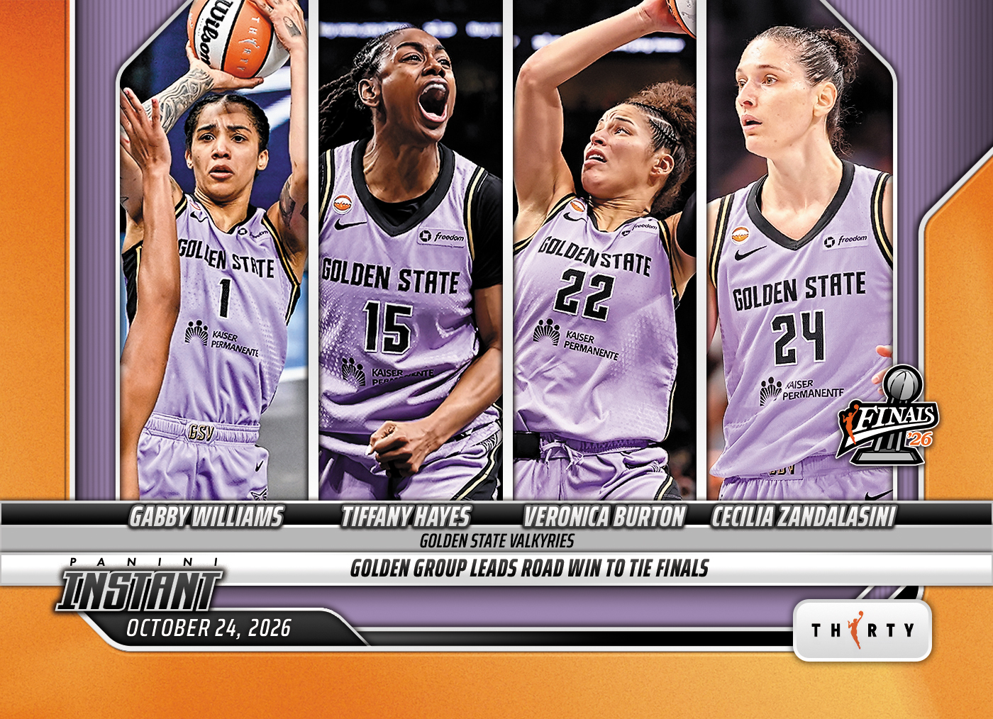 Detailed Image of Gabby Williams/Tiffany Hayes/Veronica Burton/Cecilia Zandalasini - 2026 Panini Instant WNBA #410 - 30th Anniversary /30