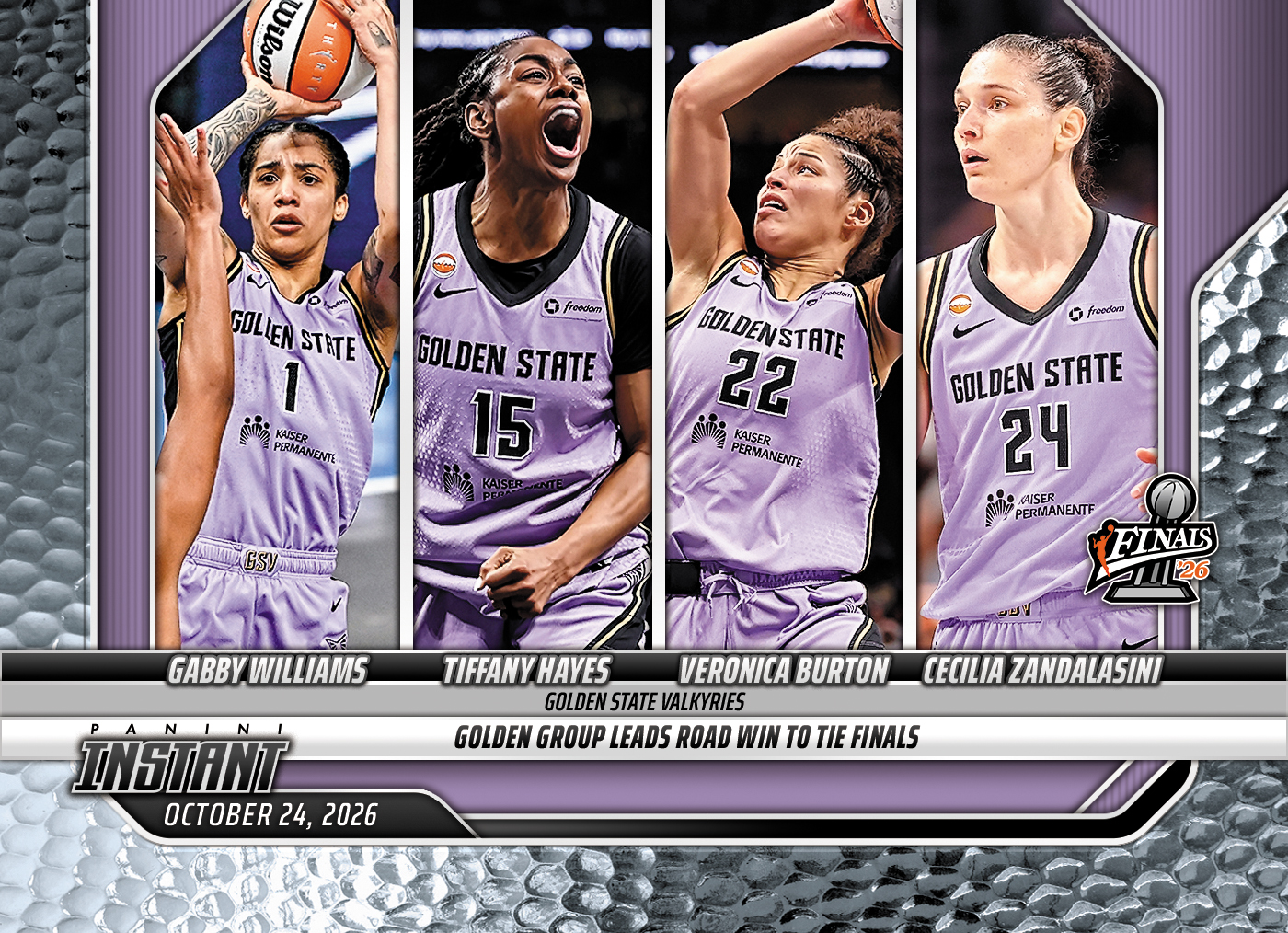Detailed Image of Gabby Williams/Tiffany Hayes/Veronica Burton/Cecilia Zandalasini - 2026 Panini Instant WNBA #410 - Metallic /5