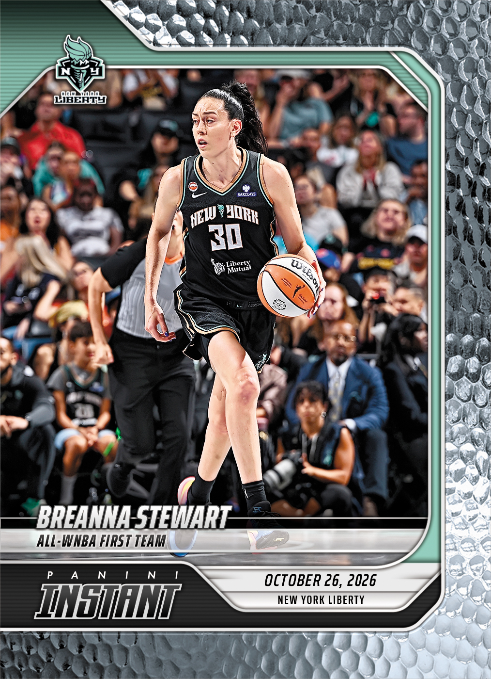 Detailed Image of Breanna Stewart - 2026 Panini Instant WNBA #415 - Metallic /5