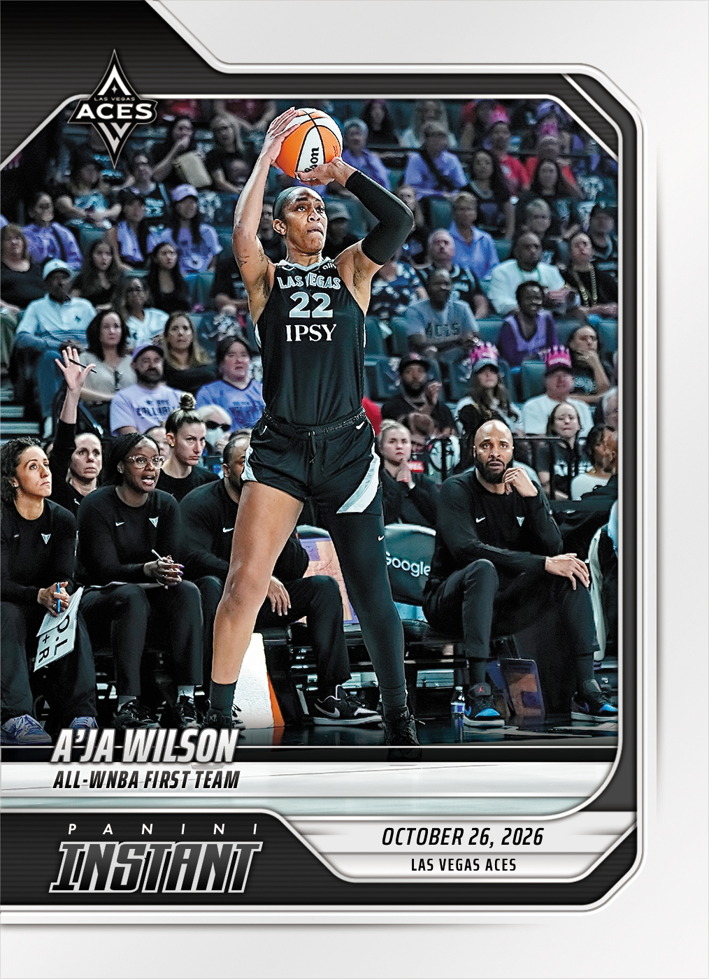 Detailed Image of A'ja Wilson - 2026 Panini Instant WNBA #416 - Base Card 25-pack