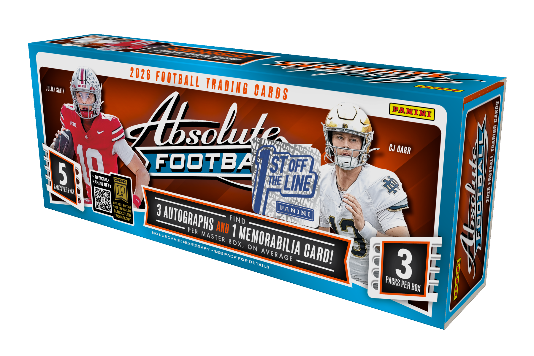 Detailed Image of 1st off the Line 2026 Panini Absolute Football Trading Card Box