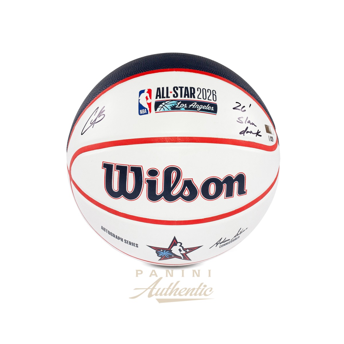 Product image 1 for - Carter Bryant Autographed Wilson All Star 2026 Replica White Panel Basketball with "26' Sl