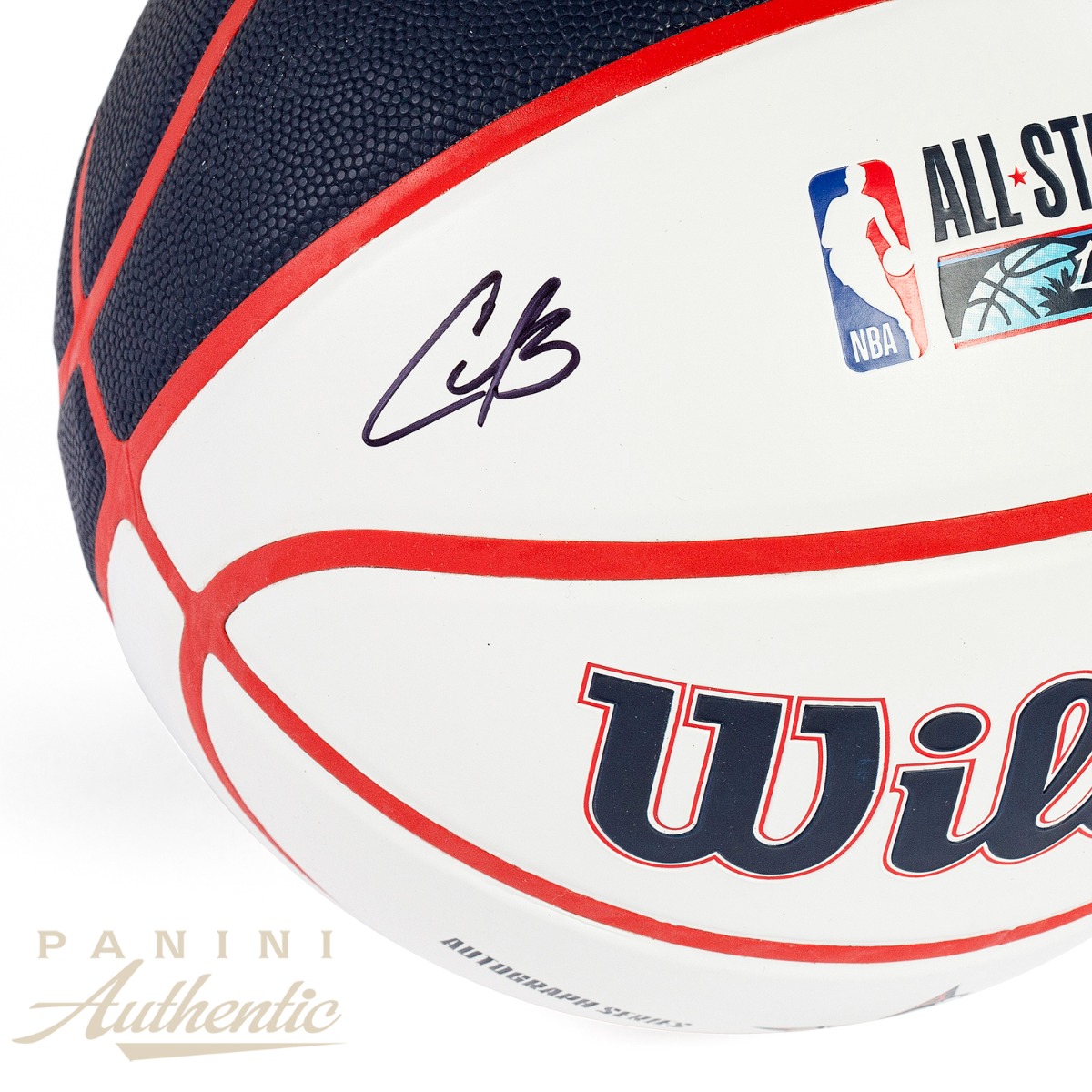 Product image 2 for - Carter Bryant Autographed Wilson All Star 2026 Replica White Panel Basketball with "26' Sl