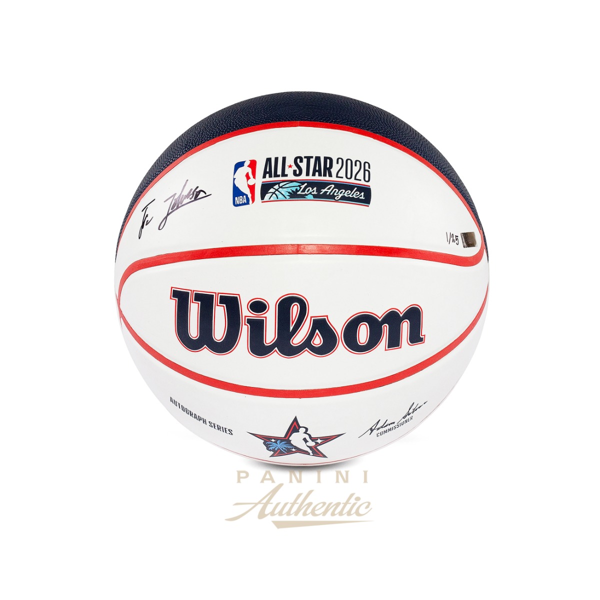 Product image for - Tre Johnson III Autographed Wilson 2026 All Star Replica White Panel Basketball
