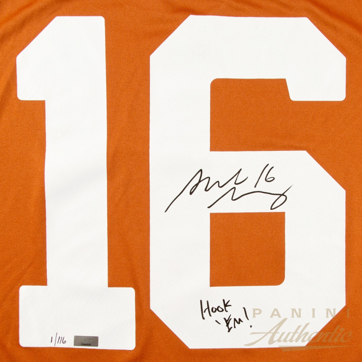 Product image 2 for - Arch Manning Autographed University of Texas Orange Nike Replica Jersey with "Hook Em" Ins