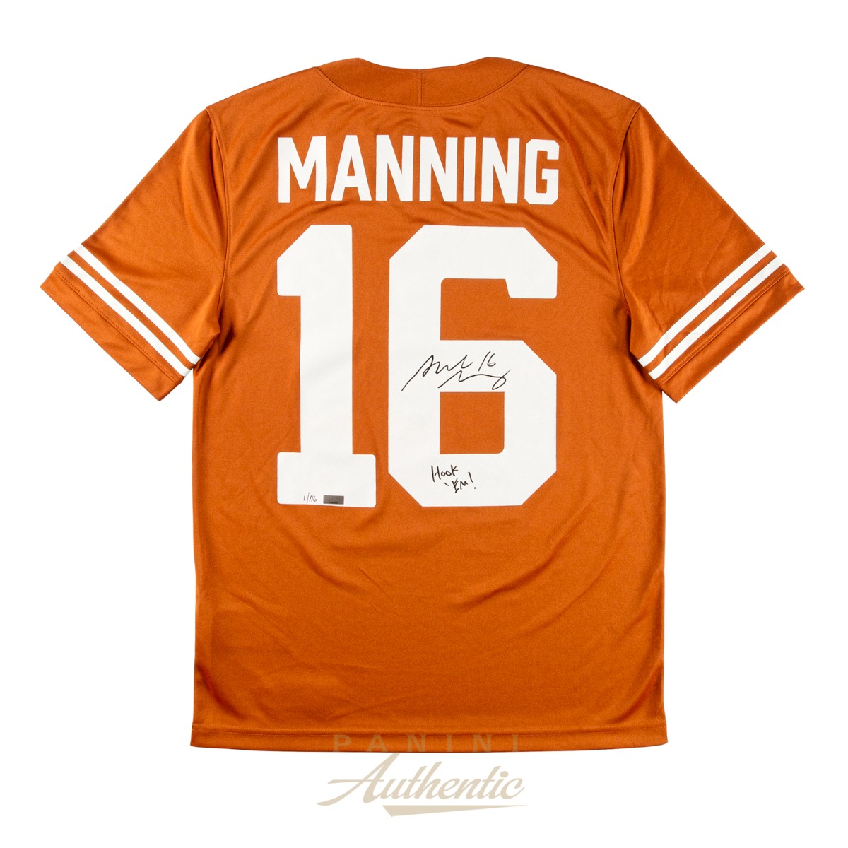 Product image for - Arch Manning Autographed University of Texas Orange Nike Replica Jersey with "Ho