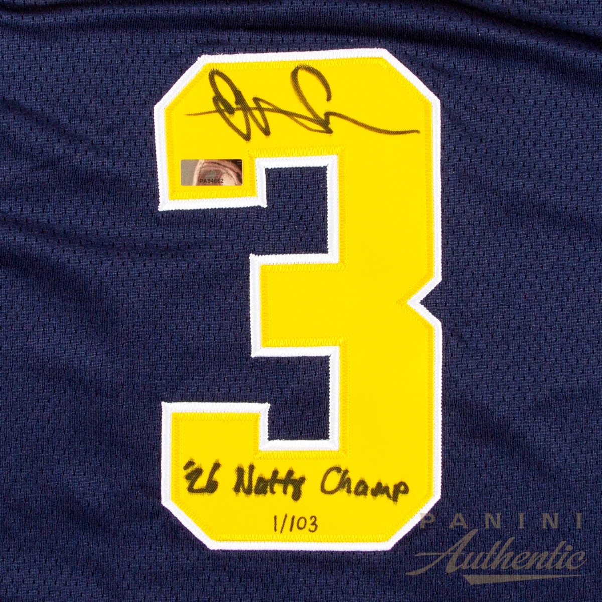 Product image 4 for - Elliot Cadeau Autographed Michigan Wolverines Blue 2026 Final Four Replica Jersey with "'2