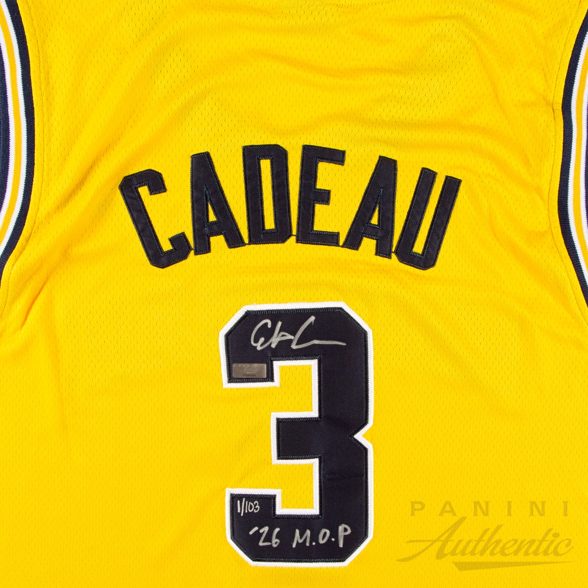 Product image 2 for - Elliot Cadeau Autographed Michigan Wolverines Yellow 2026 Final Four Replica Jersey with "
