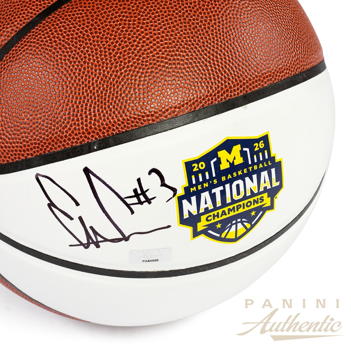 Product image 2 for - Elliot Cadeau Autographed Michigan Wolverines 2026 National Champions White Panel Basketba