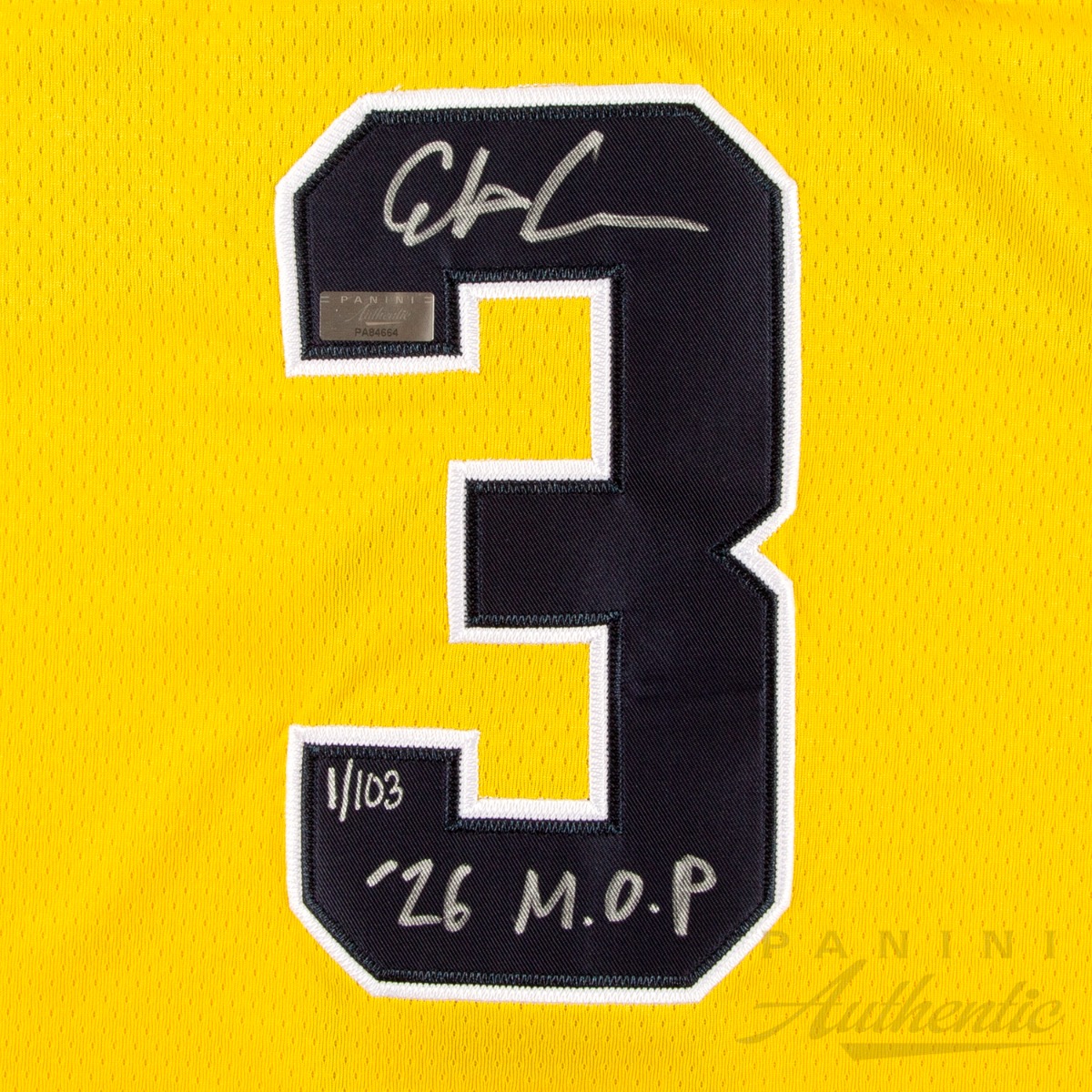 Product image 4 for - Elliot Cadeau Autographed Michigan Wolverines Yellow 2026 Final Four Replica Jersey with "
