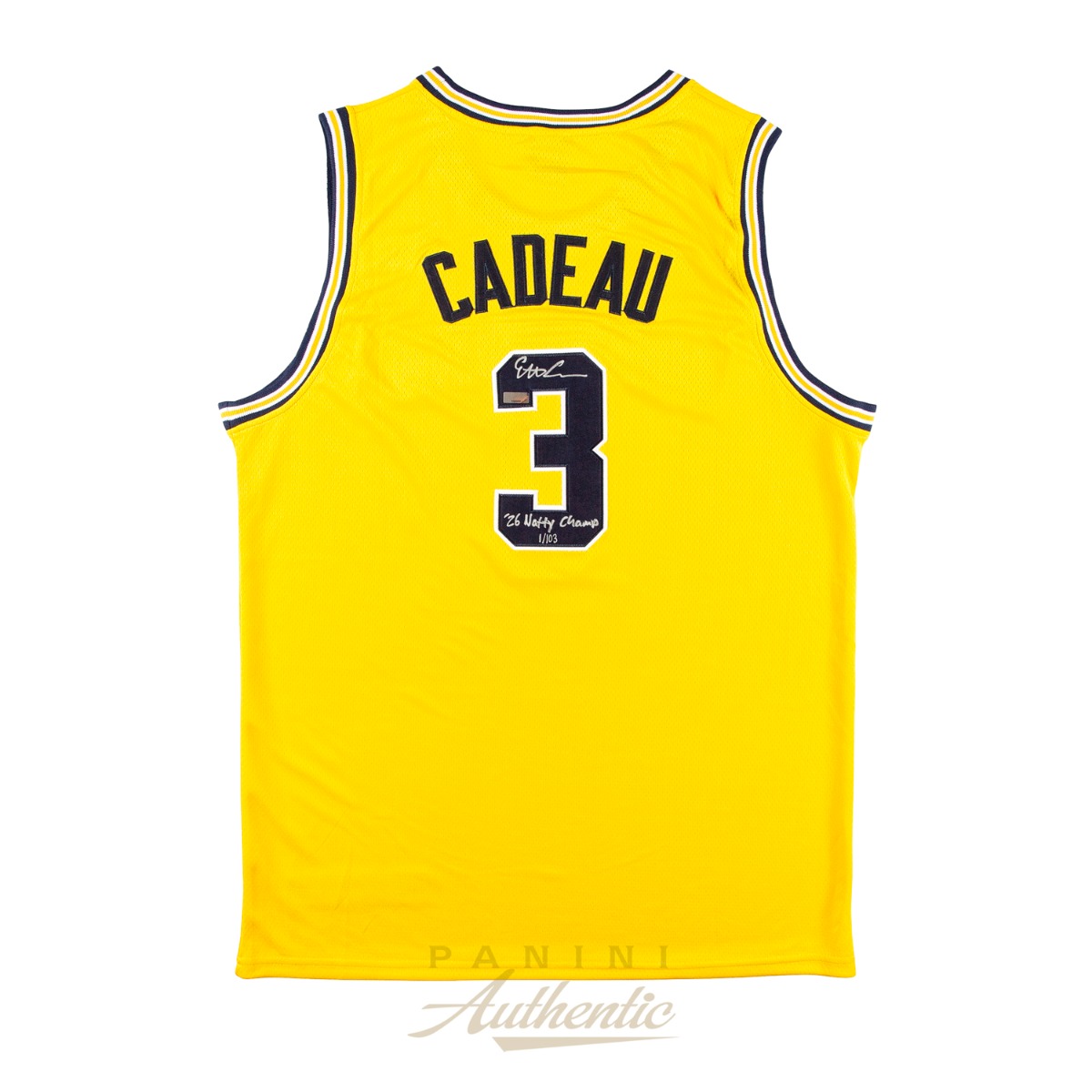 Product image 1 for - Elliot Cadeau Autographed Michigan Wolverines Yellow 2026 Final Four Replica Jersey with "