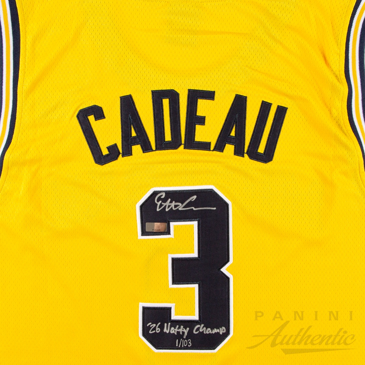 Product image 2 for - Elliot Cadeau Autographed Michigan Wolverines Yellow 2026 Final Four Replica Jersey with "
