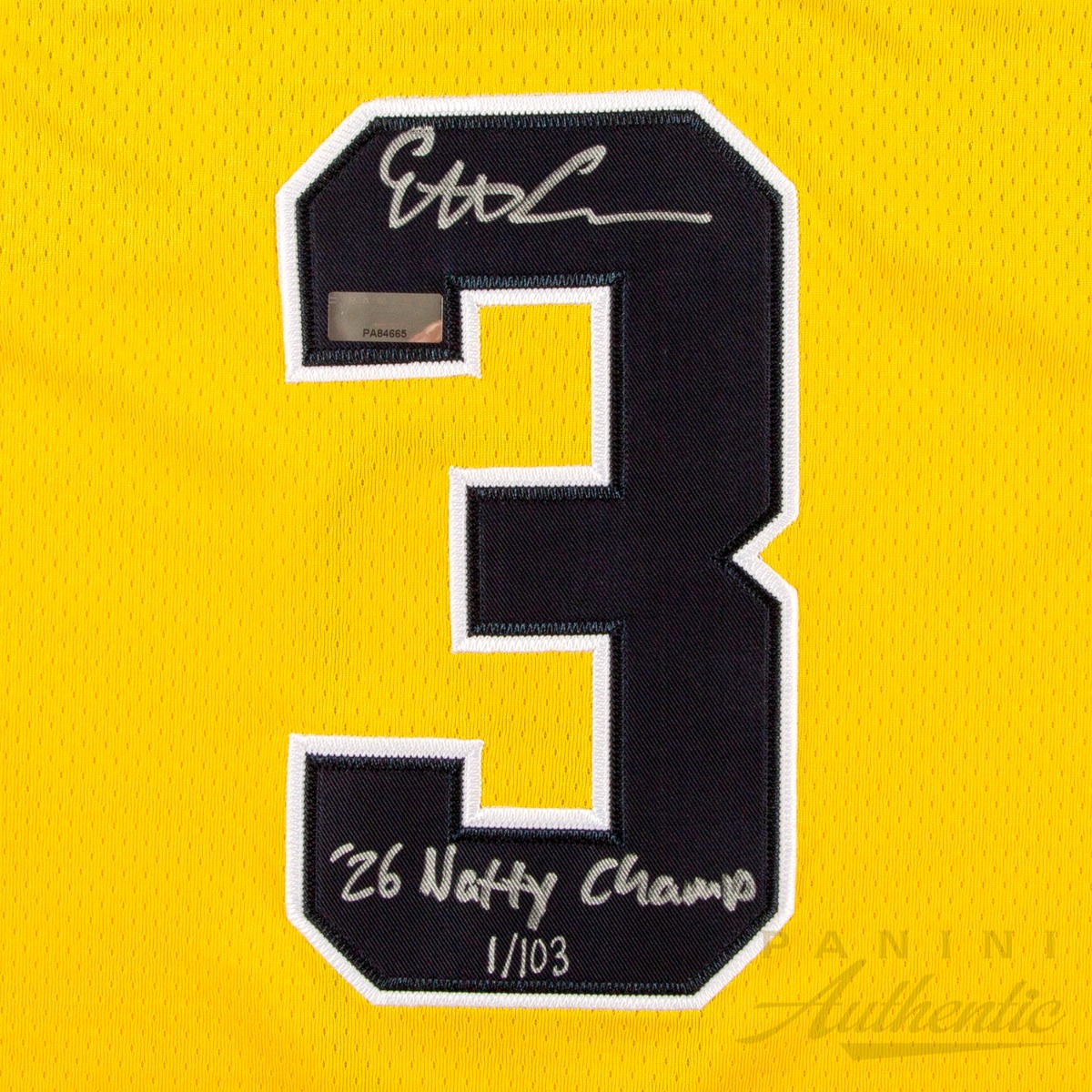 Product image 4 for - Elliot Cadeau Autographed Michigan Wolverines Yellow 2026 Final Four Replica Jersey with "