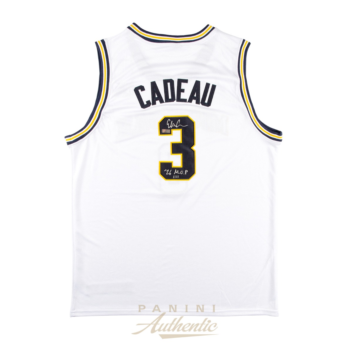 Product image 1 for - Elliot Cadeau Autographed Michigan Wolverines White 2026 Final Four Replica Jersey with "'