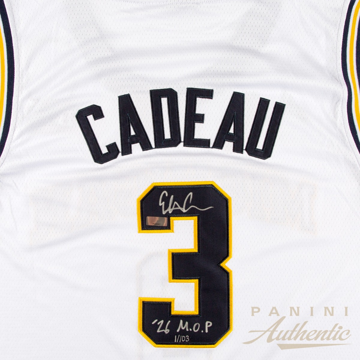 Product image 2 for - Elliot Cadeau Autographed Michigan Wolverines White 2026 Final Four Replica Jersey with "'