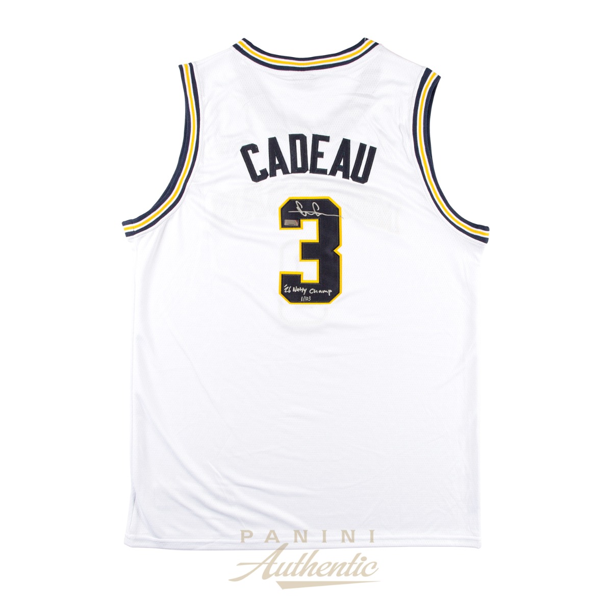 Product image 1 for - Elliot Cadeau Autographed Michigan Wolverines White 2026 Final Four Replica Jersey with "'