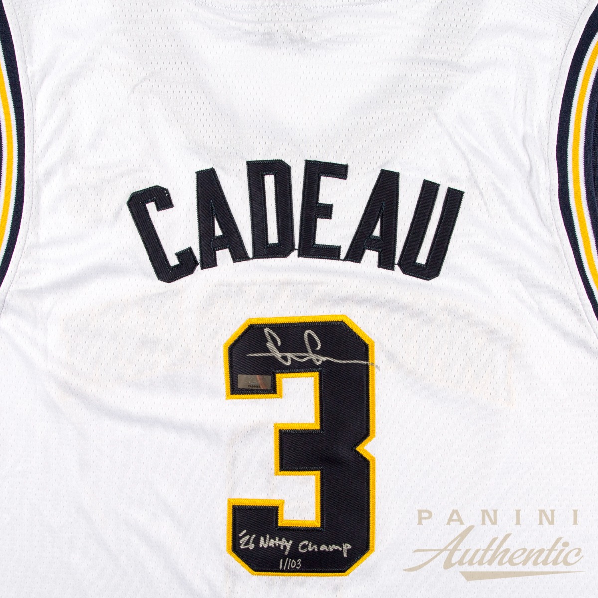 Product image 2 for - Elliot Cadeau Autographed Michigan Wolverines White 2026 Final Four Replica Jersey with "'