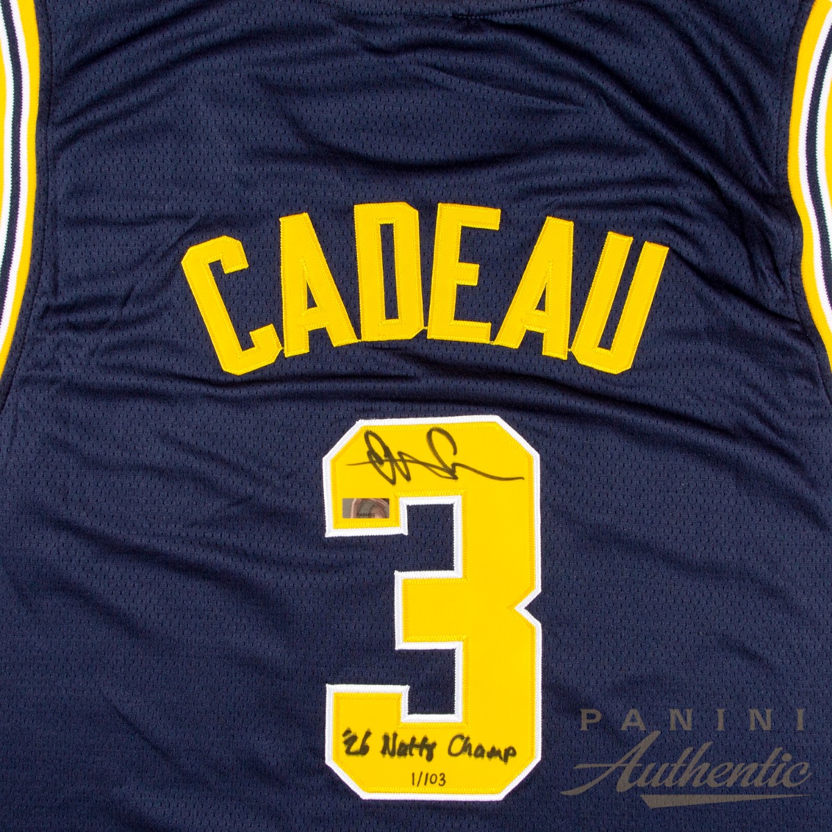 Product image 2 for - Elliot Cadeau Autographed Michigan Wolverines Blue 2026 Final Four Replica Jersey with "'2