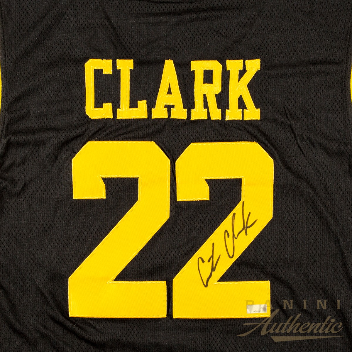 Product image 2 for - Caitlin Clark Autographed Iowa Hawkeyes Black & Yellow Nike 2024 Final Four Replica Jersey