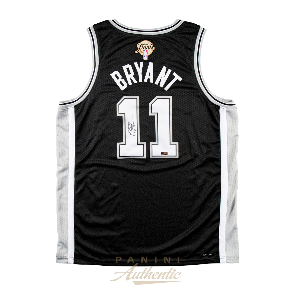 Detailed Image of Carter Bryant San Antonio Spurs Black Icon Edition Swingman Jersey with 2026 NBA Finals Patch ~Open Edition Item~