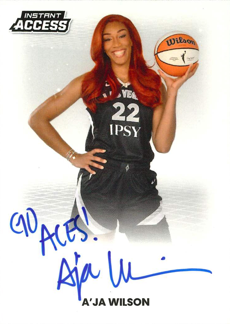 Detailed Image of A'ja Wilson - 2026 Panini WNBA Instant Access Autographs - 1/1 with "Go Aces!" Inscription