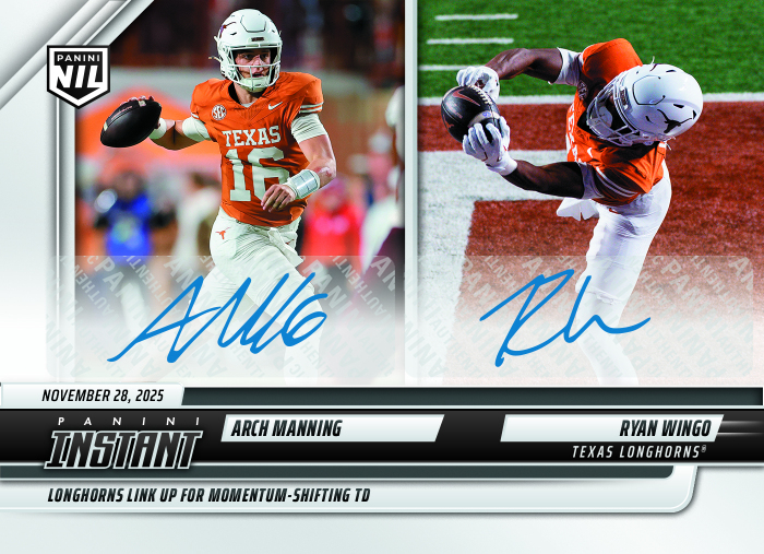Product image for - Arch Manning/Ryan Wingo - 2025 Panini Instant NIL College Football #AMRWA - Base
