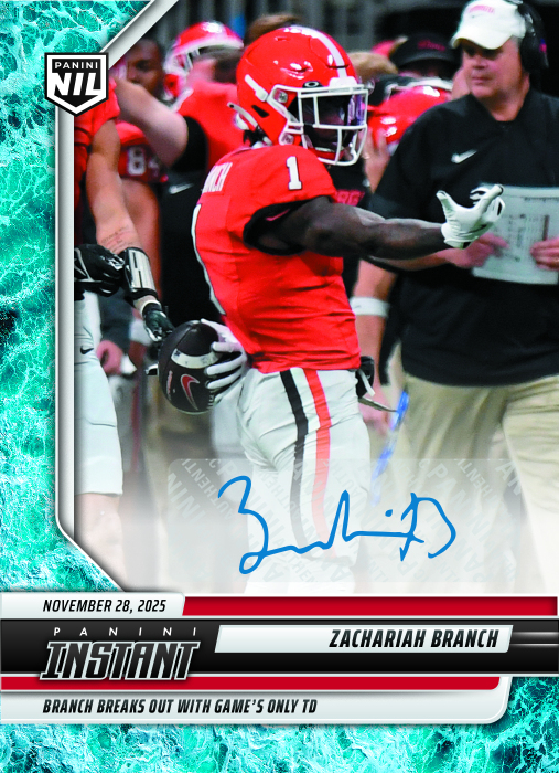 Product image for - Zachariah Branch - 2025 Panini Instant NIL College Football #ZBA - Water /10 Aut