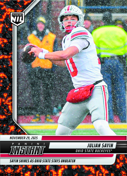 Product image for - Julian Sayin - 2025 Panini Instant NIL College Football #JSG - Magma 1/1