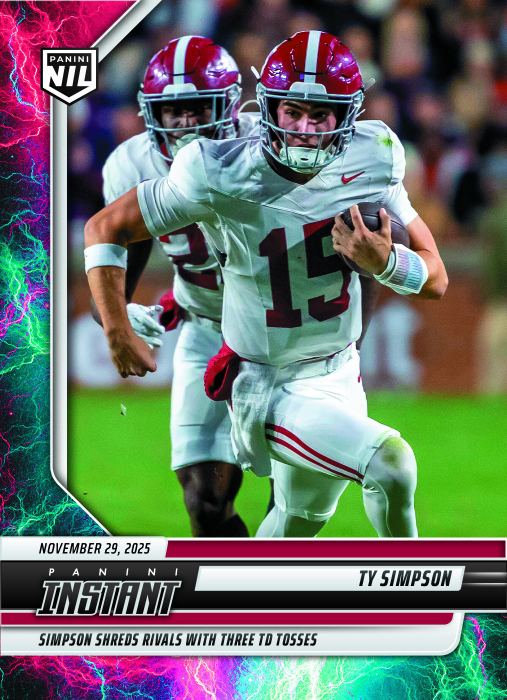 Product image for - Ty Simpson - 2025 Panini Instant NIL College Football #TSB - Lightning /5