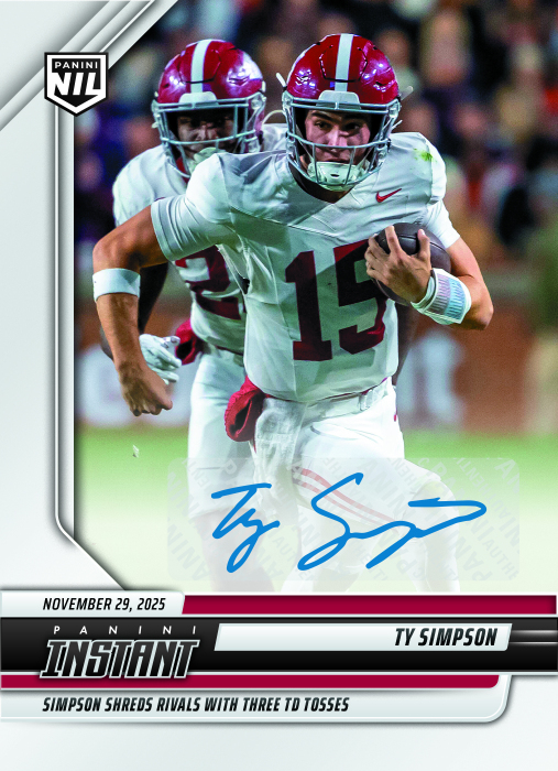 Product image for - Ty Simpson - 2025 Panini Instant NIL College Football #TSB - Base /99 Auto