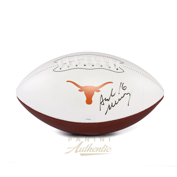 Product image for - Arch Manning Autographed University of Texas White Panel Football - White Laces 