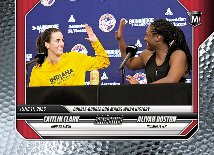 Product image for - Caitlin Clark/Aliyah Boston - 2026 Panini Instant WNBA #144 - Metallic /5