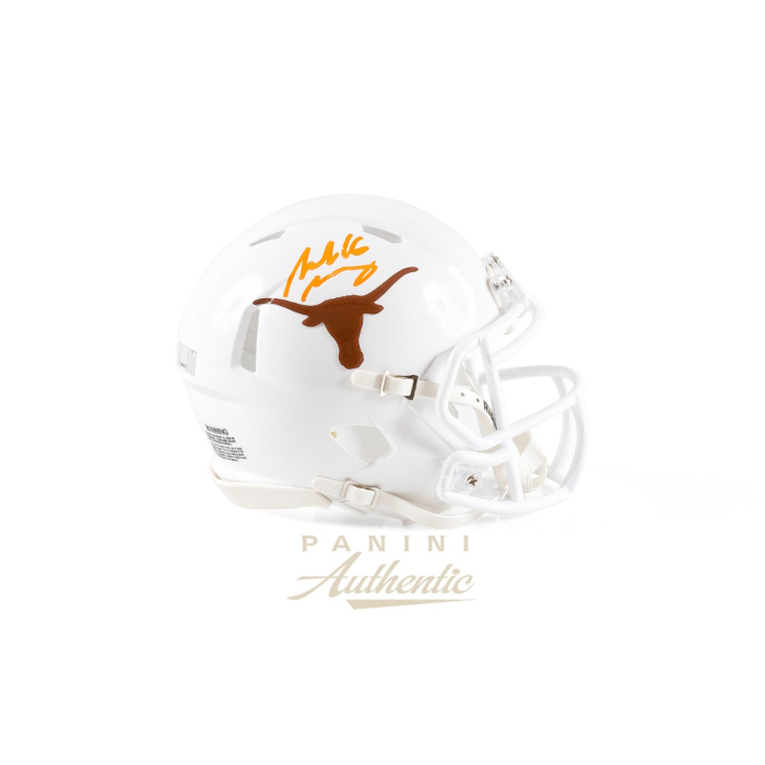 Product image for - Arch Manning Autographed University of Texas White Mini Speed Replica Helmet wit