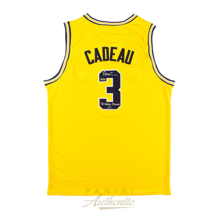 Product image for - Elliot Cadeau Autographed Michigan Wolverines Yellow 2026 Final Four Replica Jer