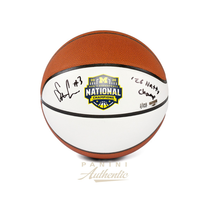 Product image for - Elliot Cadeau Autographed Michigan Wolverines 2026 National Champions White Pane