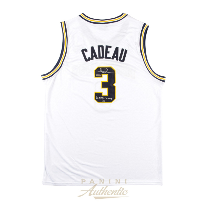 Product image for - Elliot Cadeau Autographed Michigan Wolverines White 2026 Final Four Replica Jers