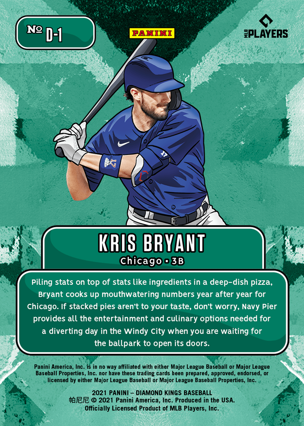 2021 Panini NFT Select BB Diamond Kings Downtown #1 - Kris Bryant - [1/23]