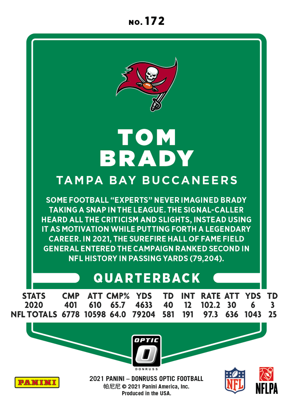 Tom Brady Donruss Optic 2022-23 Base Tampa Bay Buccaneers